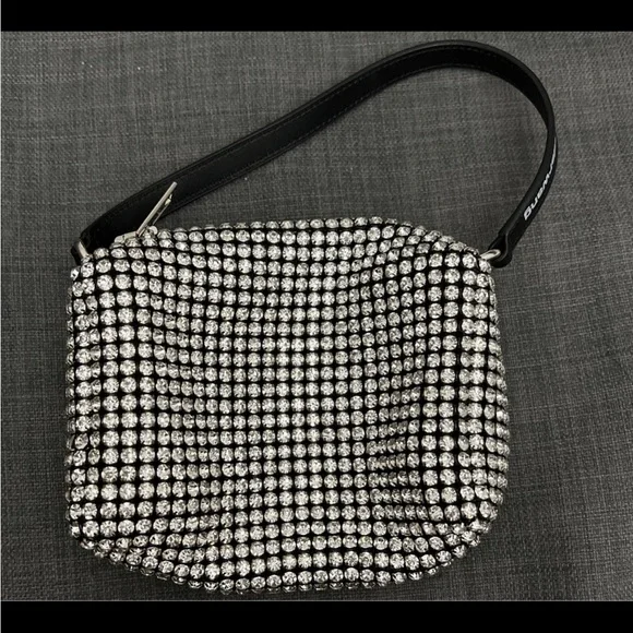 Alexander Wang heiress pouch in rhinestone mesh handbag silver AUTHENTIC - Picture 4 of 13
